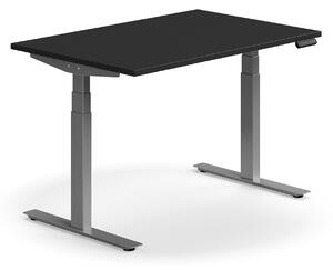 AJ Produkty Výškově nastavitelný stůl QBUS, 1200x800 mm, stříbrná podnož, černá