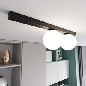 Stropní svítidlo FIT 2 – černé, opálové sklo, 2× E14, šířka 70 cm