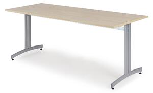 AJ Produkty Stůl SANNA, 1800x800x720 mm, stříbrná/bříza