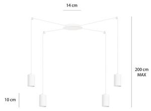 Závěsné svítidlo TRAKER 4 – bílé, 4× GU10, šířka 300 cm