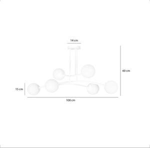 Stropní svítidlo HALLDOR 6 – celobílé, sklo, 6× E14, šířka 108 cm