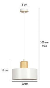 Závěsné svítidlo TORIN 1 – bílé, 1× E27, šířka 20 cm