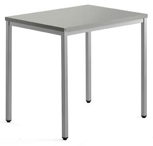 AJ Produkty Přídavný stůl QBUS, 4 nohy, 800x600 mm, stříbrný rám, světle šedá