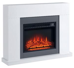 HOMCOM LED Elektrický Krb s Efektem Plamene 1800/2000W Vnitřní Topidlo s Dřevěným Rámem MDF Bílá 113 x 26,6 x 87,5 cm | Aosom