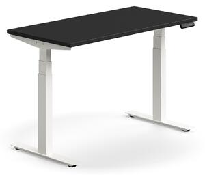 AJ Produkty Výškově nastavitelný stůl QBUS, 1200x600 mm, bílá podnož, černá