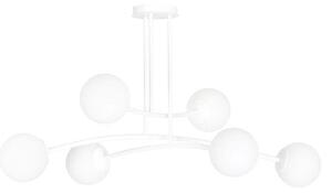 Stropní svítidlo HALLDOR 6 – celobílé, sklo, 6× E14, šířka 108 cm
