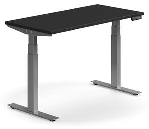 AJ Produkty Výškově nastavitelný stůl QBUS, 1200x600 mm, stříbrná podnož, černá