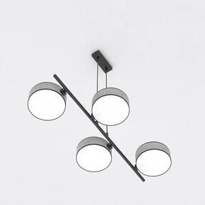 Závěsné svítidlo DRUMZ 4 – šedé / černé, textilní stínidla, 4× E14, šířka 80 cm