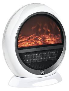 HOMCOM LED Elektrický Krb Mini Stojící Krb s Ohnivým Efektem 1500W ABS Plast Bílý 30,5 x 18 x 35 cm | Aosom