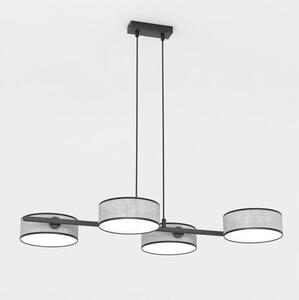 Závěsné svítidlo DRUMZ 4 – šedé / černé, textilní stínidla, 4× E14, šířka 80 cm