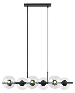 Závěsné svítidlo RORY 6 – černé, čiré sklo, 6× E14, šířka 86 cm