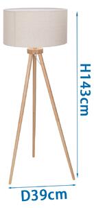 Stojací lampa Wood Beige E27, dřevěná