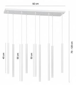 Závěsné svítidlo SELTER 9 – bílé, 9× G9, šířka 92 cm