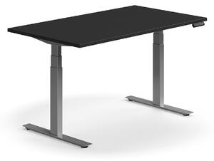 AJ Produkty Výškově nastavitelný stůl QBUS, 1400x800 mm, stříbrná podnož, černá