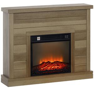 HOMCOM 3D Elektrický Krb s Efektem Ohně, 97cm 1800W Elektrický Krb s Automatickým Vypnutím, Nastavitelným Topením, Časovačem a Dálkovým Ovládáním pro