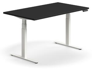 AJ Produkty Výškově nastavitelný stůl QBUS, 1400x800 mm, bílá podnož, černá