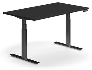 AJ Produkty Výškově nastavitelný stůl QBUS, 1400x800 mm, černá podnož, černá