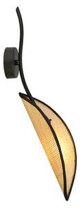 Nástěnné svítidlo LOTUS K1 – černé, hnědé textilní stínidlo, 1× E14, šířka 12 cm