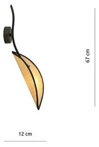 Nástěnné svítidlo LOTUS K1 – černé, hnědé textilní stínidlo, 1× E14, šířka 12 cm