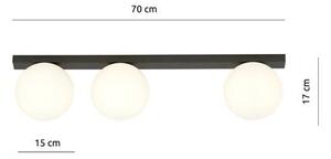 Stropní svítidlo FIT 3 – černé, opálové sklo, 3× E14, šířka 70 cm