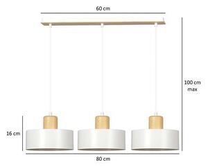 Závěsné svítidlo TORIN 3 – bílé, 3× E27, šířka 80 cm
