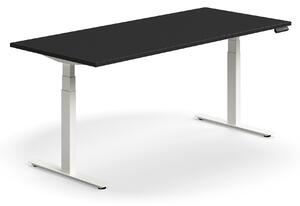 AJ Produkty Výškově nastavitelný stůl QBUS, 1800x800 mm, bílá podnož, černá