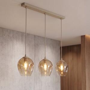Závěsné svítidlo ISTAR 3 – moka, jantarové sklo, 3× E27, šířka 70 cm
