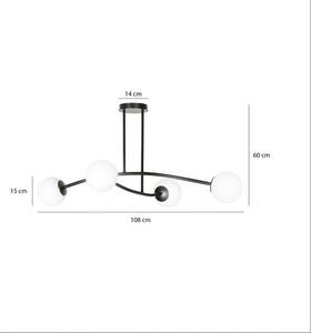 Stropní svítidlo HALLDOR 4 – černé, bílé sklo, 4× E14, šířka 108 cm
