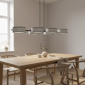 Závěsné svítidlo DRUMZ 6 – šedé / černé, textilní stínidla, 6× E14, šířka 100 cm