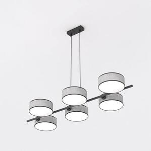 Závěsné svítidlo DRUMZ 6 – šedé / černé, textilní stínidla, 6× E14, šířka 100 cm