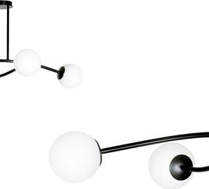Stropní svítidlo HALLDOR 4 – černé, bílé sklo, 4× E14, šířka 108 cm
