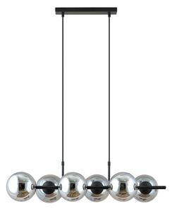 Závěsné svítidlo RORY 6 – černé, grafitové sklo, 6× E14, šířka 95 cm