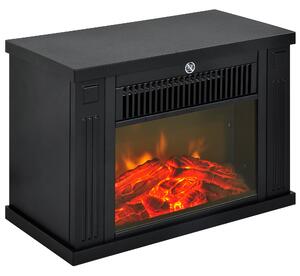 HOMCOM Elektrický Krb 600/1200W Dekorativní Stolní Krb Přenosný s Realistickým Efektem Plamene a Ochrana proti Přehřátí pro 10-15 m² 34x17x25 cm Černý