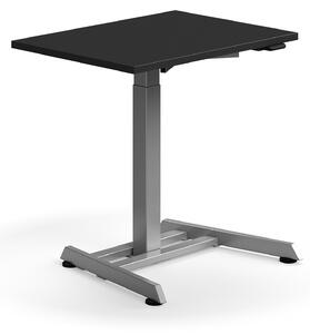 AJ Produkty Výškově nastavitelný stůl QBUS, 800x600 mm, stříbrná podnož, černá