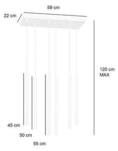 Závěsné svítidlo SELTER 6 – bílé, 6× G9, šířka 59 cm