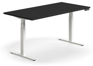 AJ Produkty Výškově nastavitelný stůl QBUS, 1600x800 mm, bílá podnož, černá