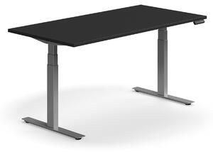 AJ Produkty Výškově nastavitelný stůl QBUS, 1600x800 mm, stříbrná podnož, černá