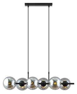 Závěsné svítidlo RORY 6 – černé, grafitové sklo, 6× E14, šířka 95 cm