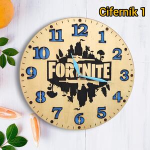 Dřevěné nástěnné hodiny Fortnite