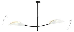 Stropní svítidlo LOTUS 2 – bílé, zlatá textilní stínidla, 2× E14, šířka 102 cm