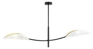 Stropní svítidlo LOTUS 2 – bílé, zlatá textilní stínidla, 2× E14, šířka 102 cm