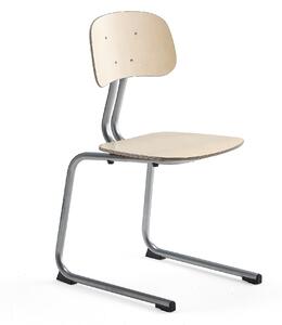 AJ Produkty Školní židle YNGVE, ližinová podnož, výška 460 mm, stříbrná/bříza