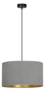 Závěsné svítidlo HILDE 1 – černé, šedé textilní stínidlo, 1× E27, šířka 35 cm