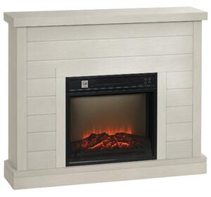 HOMCOM Elektrický Krb 1800W Dekorativní Krb s Ohnivým Efektem Dálkové Ovládání Týdenní Časovač Ochrana proti Přehřátí pro 30 m² Světlé šedé Místnosti