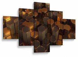 Obraz - Bronzové hexagony (125x70 cm)
