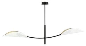 Stropní svítidlo LOTUS 2 – bílé, zlatá textilní stínidla, 2× E14, šířka 102 cm