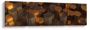 Obraz - Bronzové hexagony (170x50 cm)