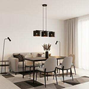 Závěsné svítidlo LUX 3 – celočerné, textilní stínidla, 3× E27, šířka 70 cm