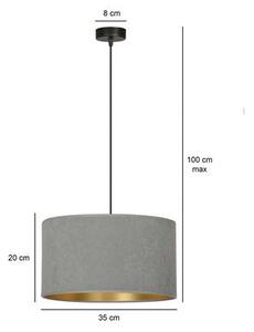 Závěsné svítidlo HILDE 1 – černé, šedé textilní stínidlo, 1× E27, šířka 35 cm