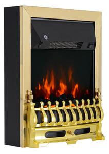 HOMCOM Elektrický Kotel s Krbem Volně Stojící Krb Seflame 1000/2000W 48.2 x 18.5 x 59.2 cm Zlatá | Aosom